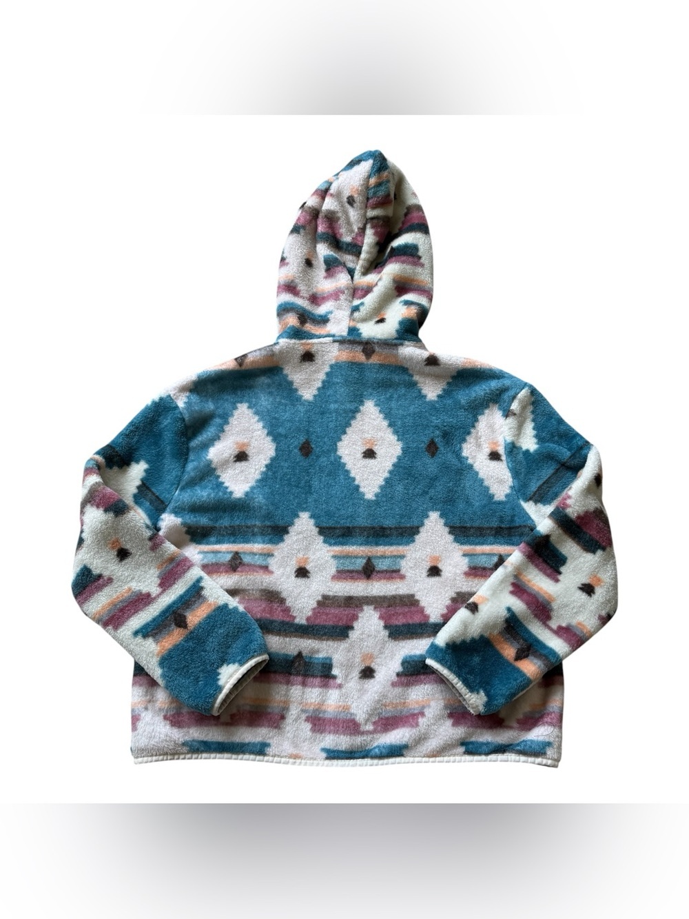 Buc-ee’s Aztec Plush Sherpa Zip Hoodie Jacket L Southwest Fleece Full Zip Cozy - Picture 9 of 10